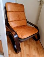 Lounge chair stoel relax stoel vintage jaren 70 camel leer, Minder dan 75 cm, Gebruikt, Hout, 50 tot 75 cm