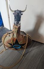 glazen karaf met lederen opdekking, Antiek en Kunst, Ophalen of Verzenden