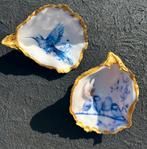 Oester schelp met kolibrie vogel mussen of koolmeesje, Verzamelen, Ophalen of Verzenden, Zo goed als nieuw, Vogel, Beeldje of Figuurtje