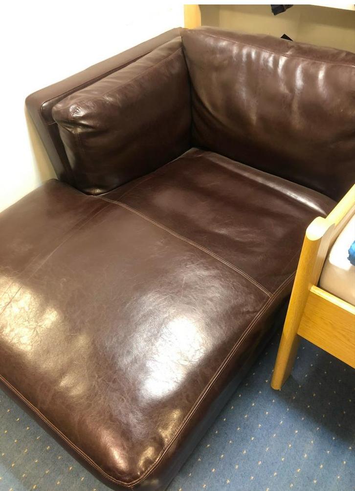 Lederen Canapé / Loungebank, Huis en Inrichting, Banken | Complete zithoeken, Gebruikt, Leer, Ophalen of Verzenden