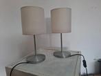 nieuwstaat 2 design rvs schemerlampen met creme stoffen, Huis en Inrichting, Lampen | Tafellampen, Ophalen of Verzenden, Zo goed als nieuw