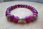 Armband buddha 8 mm glaskralen paars zilver boeddha, Sieraden, Tassen en Uiterlijk, Armbanden, -, Nieuw, Ophalen of Verzenden