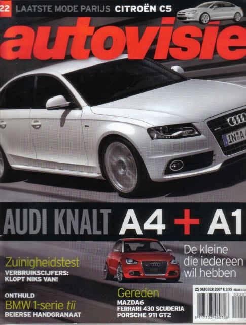 Autovisie 22 2007 : Porsche 911 GT2 - Audi A4 - A1 - Mazda6, Boeken, Auto's | Folders en Tijdschriften, Gelezen, Algemeen, Ophalen of Verzenden
