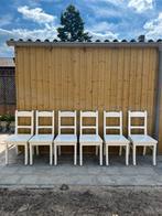 6 houten witte stoelen die een liktje verf kunnen gebruiken, Huis en Inrichting, Stoelen, Ophalen, Gebruikt, Wit