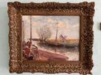 Schilderij met boten en waterlandschap, Ophalen of Verzenden