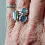 Mooie nieuwe zilveren ringset, Ceylon Maansteen mt17,5, Blauw, Nieuw, Ophalen of Verzenden, 17 tot 18