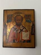 Antieke Sint Nicolaas Icoon Russisch 19de eeuw, Ophalen of Verzenden