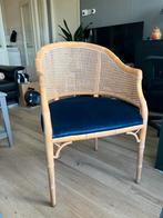 Rotan Stoel | Zachte Blauw Stof, Huis en Inrichting, Stoelen, Blauw, Gebruikt, Ophalen of Verzenden, Eén