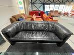 Bank leolux leer zwart aanbieding, Ophalen, Gebruikt, Leer