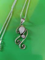 Handgemaakte verzilverde ketting met Maansteen hanger, Ophalen of Verzenden, Nieuw, Wit, Steen of Mineraal