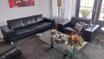 Leolux bankstel bankstellen modern zwart leer bankstel, Huis en Inrichting, Banken | Bankstellen, Ophalen, Gebruikt, 200 tot 250 cm