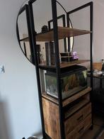 Mangohout kast met zwart metaal., Ophalen of Verzenden, Zo goed als nieuw