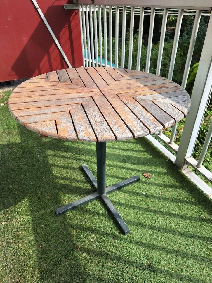 Rond bistro tuintafel - 70cm, Tuin en Terras, Tuintafels, Gebruikt, Rond, Hout, Ophalen
