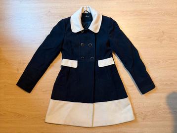 Jane Norman winterjas mt 36 donkerblauw/crème beschikbaar voor biedingen