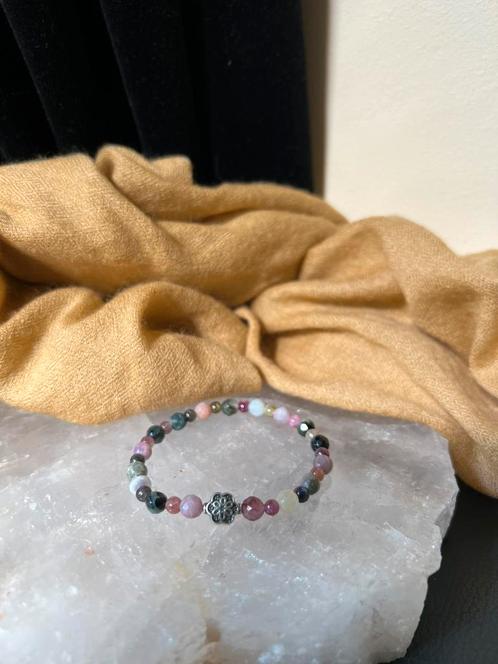 Toermalijn multi color beschermt aura straling power magie, Sieraden, Tassen en Uiterlijk, Armbanden, Nieuw, Zilver, Met bedels of kralen