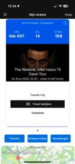 The Weeknd ticket zitplaatsen 16 juli Amsterdam, Tickets en Kaartjes, Eén persoon, Juli