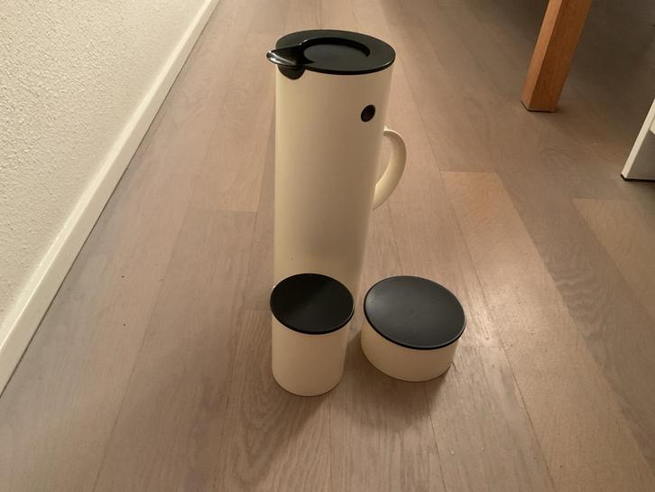 Stelton Koffiekan Set - Wit/Zwart Design, Huis en Inrichting, Keuken | Keukenbenodigdheden, Gebruikt, Ophalen of Verzenden