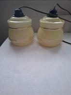 2 oude jaren 50 glazen hanglampen, Huis en Inrichting, Lampen | Hanglampen, Ophalen of Verzenden, Gebruikt, Glas, Minder dan 50 cm