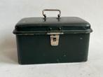 brocante metalen kistje doos trommel groen verbanddoos, Ophalen of Verzenden