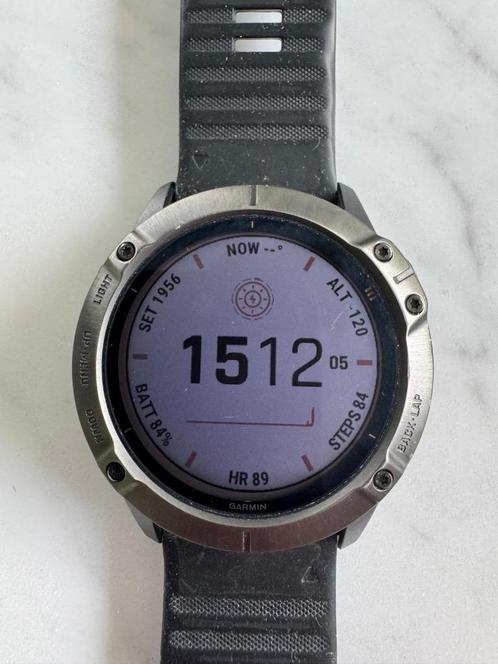 Garmin Fenix 6X Pro Solar, Sieraden, Tassen en Uiterlijk, Smartwatches, Zo goed als nieuw, Android, Zwart, Afstand, Calorieverbanding