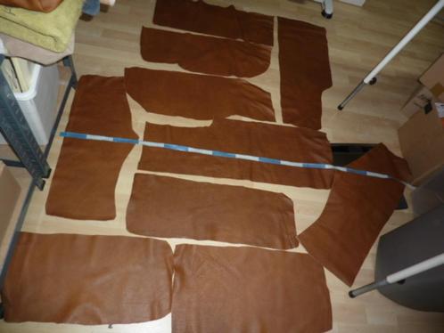Reebruin met 10 resten nieuw soepel echt leer rundleer, Hobby en Vrije tijd, Stoffen en Lappen, Nieuw, Leer of Kunstleer, 30 tot 120 cm