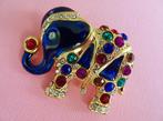 jwg Vintage 80s emaille olifant olifantje broche 14k verguld, Overige materialen, Verguld, Broche, Verzenden