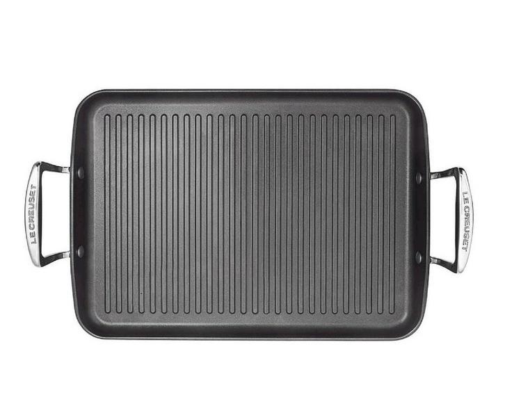 Le Creuset Grillplaat XL, Huis en Inrichting, Keuken | Potten en Pannen, Zo goed als nieuw, Koekenpan of Braadpan, Inductieplaat