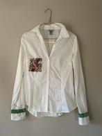Witte blouse upcycled batik maat 38, Maat 38/40 (M), H&M, Verzenden, Wit