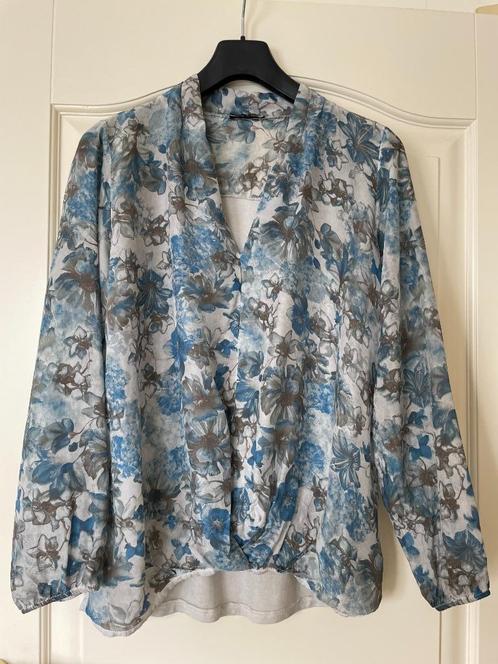 Blauw bloesje, lange mouw, zgan, Kleding | Dames, Blouses en Tunieken, Zo goed als nieuw, Maat 42/44 (L), Overige kleuren, Verzenden