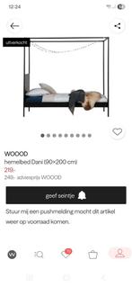 Hemelbed 90x200, Ophalen, Zo goed als nieuw, Eenpersoons, 90 cm