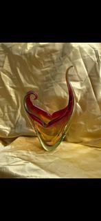 vintage murano stierhoorn vaas sommerso multicolor glaswerk, Antiek en Kunst, Antiek | Glas en Kristal, Ophalen of Verzenden