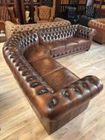 Chesterfield Hoekbank Leer - 6 persoons, Ophalen, Info@Chesterfieldjunkie.nl, 100 tot 125 cm, Hoekbank