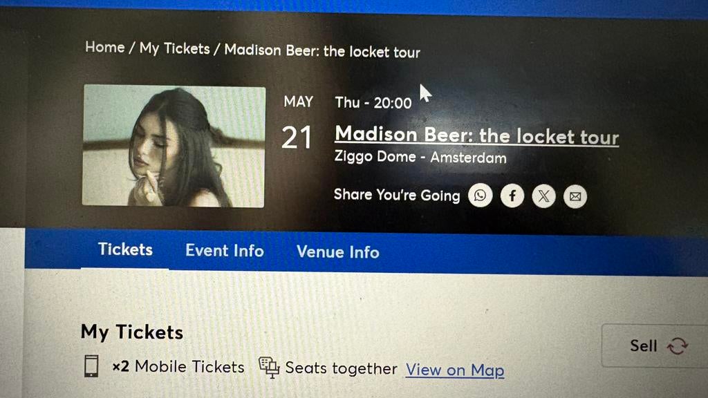 Madison Beer tickets Ziggodome, Tickets en Kaartjes, Concerten | Pop, Twee personen, Mei