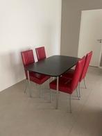 4 Rode eetkamerstoelen, Huis en Inrichting, Stoelen, Ophalen, Overige materialen, Zo goed als nieuw, Vier