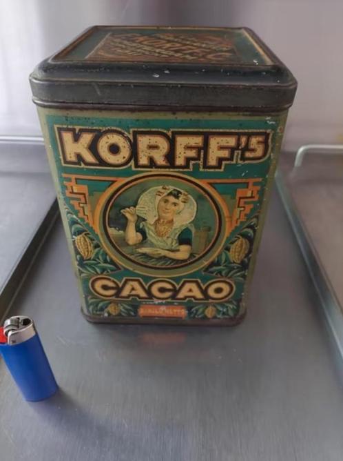 Oud Korff's Cacao blik, Verzamelen, Blikken, Gebruikt, Overige, Overige merken, Ophalen of Verzenden
