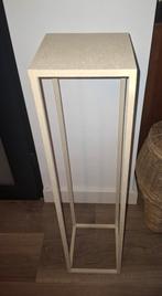 Crème vierkant metalen plantentafeltje, bijzettafeltje, Ophalen, Zo goed als nieuw