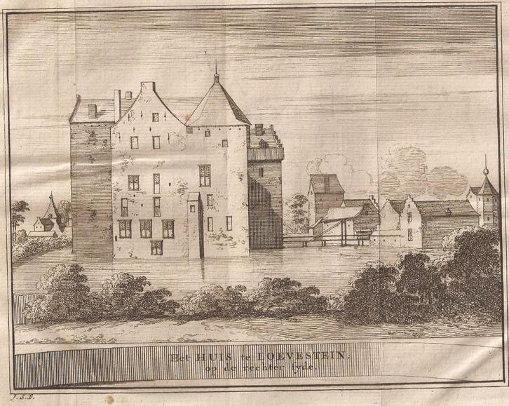 Het Huis te Loevestein op de rechter syde 1711 J. Schijnvoet, Antiek en Kunst, Kunst | Etsen en Gravures, Ophalen of Verzenden