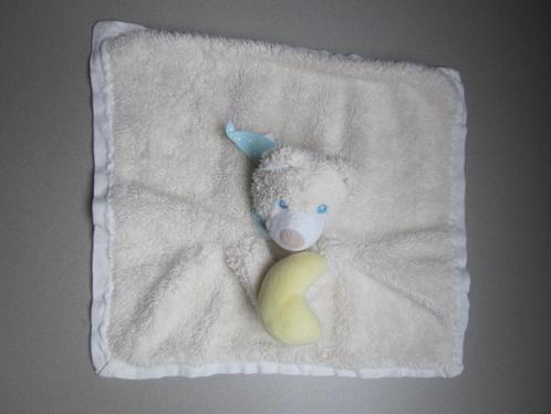 Wit zachte badstof knuffeldoek met beer met geel banaantje, Kinderen en Baby's, Speelgoed | Knuffels en Pluche, Zo goed als nieuw