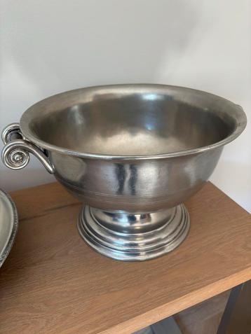 Zilverkleurige Tinnen Fruitschaal - 24cm - Nieuwstaat beschikbaar voor biedingen