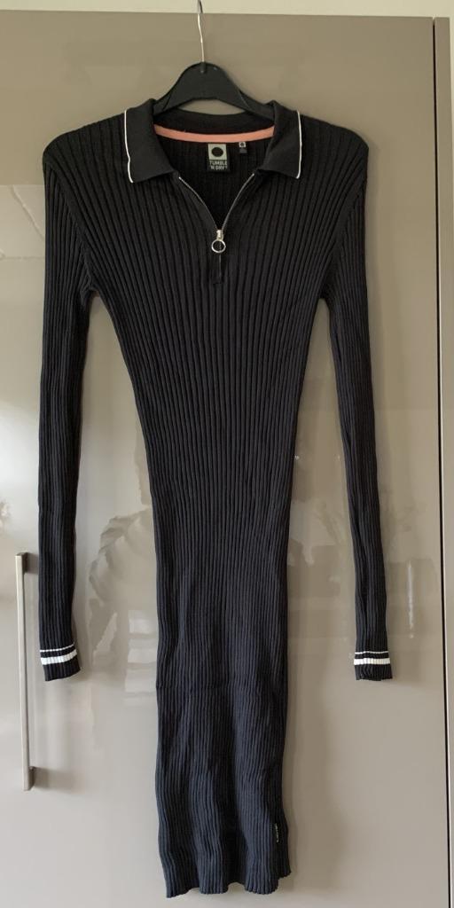 F158/164-3 Grijs Gebreid jurkje van Tumble ‘n Dry, Kinderen en Baby's, Kinderkleding | Maat 158, Zo goed als nieuw, Meisje, Jurk of Rok