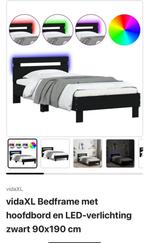 Nieuw zwart bed 190x90 cm en nachtkastje, Ophalen, 90 cm, Zwart, Nieuw