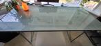 Eettafel - Bureau stalen grijs frame mat glazen blad, Huis en Inrichting, Ophalen, 50 tot 100 cm, Zo goed als nieuw, Glas
