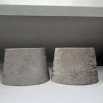 NIEUWE velvet lampenkappen met croco stof zandkleur set 2x, Nieuw, Minder dan 25 cm, Rond, Ophalen of Verzenden