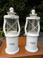 2 Riviera Maison Stijl Vuurtoren Kandelaars, Ophalen, Gebruikt, 25 tot 50 cm, Wit