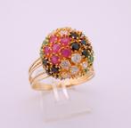 Grote 18 karaat Gouden Ring Damesring met Edelstenen M19, Jw, Verzenden, 19 tot 20, Nieuw