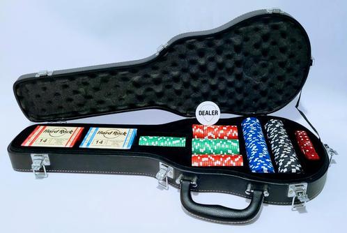 🎸 Hard Rock Poker Set in Guitar-Shaped Case – Collector’s I, Hobby en Vrije tijd, Gezelschapsspellen | Kaartspellen, Gebruikt