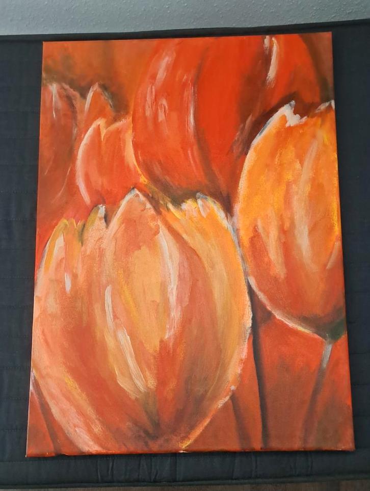 Tulpen Schilderij - Acryl - 50x70cm, Antiek en Kunst, Kunst | Schilderijen | Klassiek, Ophalen of Verzenden