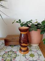 Houten Vaasje met Herten en Bloem, Ophalen of Verzenden