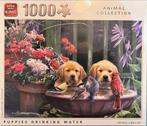 King Puzzel 1000 stukjes - Puppies Drinking Water, Ophalen of Verzenden, 500 t/m 1500 stukjes, Zo goed als nieuw, Legpuzzel