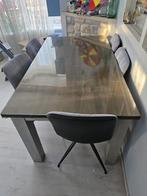 Vorena eettafel 160  90 cm + glasplaat, hele woonkamer € 250, Huis en Inrichting, Tafels | Eettafels, Ophalen, Overige materialen